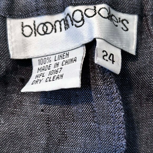 100% FINE LINEN PANTS, CHARCOAL BLUE, SIZE 24, HIDDEN FRONT FLY, TWO POCKETS - Picture 8 of 14